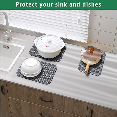 GUUKIN Sink Protectors for Kitchen Sink 19x13 & 24x12.5 & 13x11 & 26x14 & 28x14 & 29x15, Large Silicone Mats Grid for Bottom of Farmhouse Stainless Steel (19x12.5 with 3 Reserved Holes)