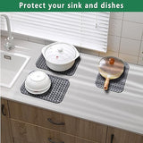 GUUKIN Sink Protectors for Kitchen Sink 19x13 & 24x12.5 & 13x11 & 26x14 & 28x14 & 29x15, Large Silicone Mats Grid for Bottom of Farmhouse Stainless Steel (19x12.5 with 3 Reserved Holes)