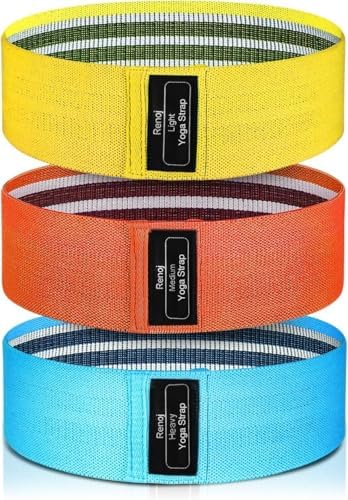 Renoj Resistance Bands, Exercise Workout Bands for Women and Men, 3 Set of Stretch Bands for Booty Legs for Yoga Starter, Pilates Flexbands