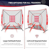 BAGAIL 7x7 ft Baseball & Softball Practice Net with Bow Frame for Batting, Hitting, Pitching, Portable Baseball Throwing Net with 2 Strike Zone Batting Tee, Carry Bag, Great for All Levels