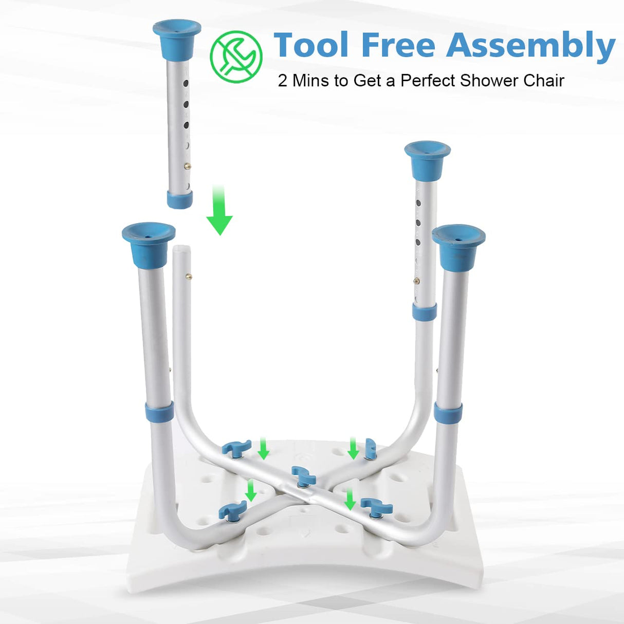 FSA/HSA Eligible Shower Chair for Inside Shower, Shower Stool for Insidetub, Tool-Free Assembly Shower Seat for Bathtub, Shower Bath Chairs for Seniors/Disabled by SOUHEILO