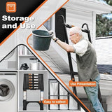 Telescoping Ladder, SocTone 12.5 FT Aluminum Lightweight Extension Ladder with 2 Triangle Stabilizers, Heavy Duty 330lbs Max Capacity, Collapsible Ladder with Hooks for RV or Outdoor Work