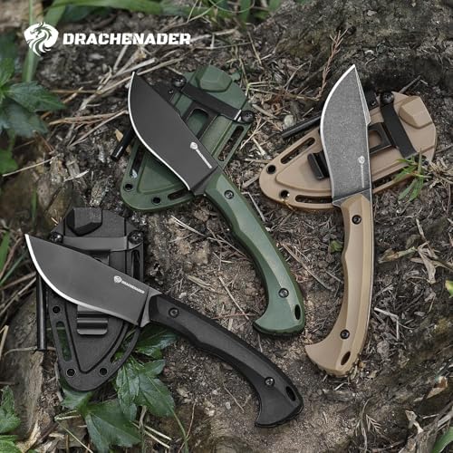 7.68" EDC Survival Knife with Fire Starter L-Y, Small EDC Full Tang Fixed Blade Knife with Sheath, Belt Clip, Full Black