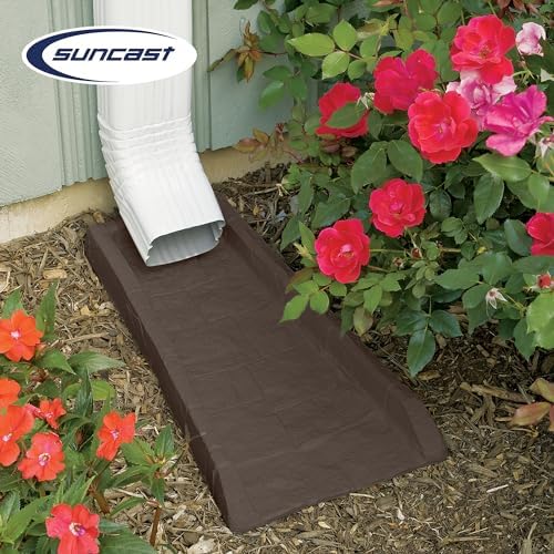 Suncast Decorative Home Splash Rain Gutter Drain Block Heavy Duty Replacement Guard to Prevent Soil Erosion and Rain Washouts, Java