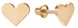 18k Gold Plated Screw Back Heart Stud Hypoallergenic Earrings for Kids, Baby, Toddler, Little Girls with Surgical Steel Post for Ultra Sensitive Ears with Secure Safety Screwback