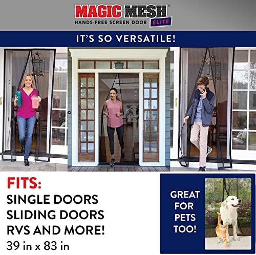 Magic Mesh Elite | Magnetic Screen Door, Heavy Duty, Magnetic Closure, Door Net, Patio Screen, Sliding Door Screen, Bug Screen for Doorways, Kid & Pet Friendly | Size 39" x 83" (Pack of 1)