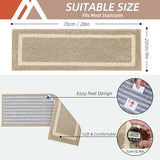 COSY HOMEER Soft Stair Treads Non-Slip Carpet Mat 28inX9in Indoor Stair Runners for Wooden Steps,Stair Rugs for Kids and Dogs, 100% Polyester TPE Backing 4pcs,Beige,Square