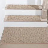 COSY HOMEER Edging Stair Treads Non-Slip Corner Indoor Stair Runners for Wooden Steps,Landing Slip Resistant Stair Rugs for Kids and Dogs, 100% Polyester TPE Backing,Beige,20"X32"