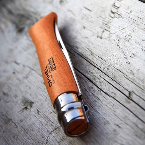 Opinel No.08 Carbon Steel Folding Pocket Knife with Beechwood Handle, Brown (2540089)