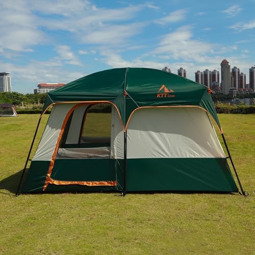 KTT Large Tent 6-8 Person,Family Cabin Tents,Straight Wall,3 Doors and 3 Windows with Mesh,Waterproof,Big Tent for Outdoor,Picnic,Camping,Family,Friends Gathering.……