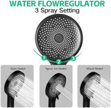 Shower Head,10”Rain Shower Head with Handheld Spray Combo and Adjustable Extension Arm/3-Way Flow Regulator/Shower System,High Pressure Rain Fall Hose,Matt Black
