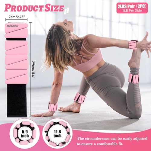 Wrist Ankle Weights Set of 2(1 lb/2 lbs Each) Adjustable Weights Training Intensity for Strength Training Walking Running Yoga Pilates Jogging for Women Men