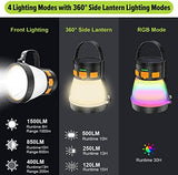 LED Camping Lantern, 1500 Lumens Camping Lantern Rechargeable with Solar Panel Charging, Waterproof, 8 Light Modes, 7500mAh Power Bank, Camping Flashlight for Hurricane Emergency, Hiking, Outdoor