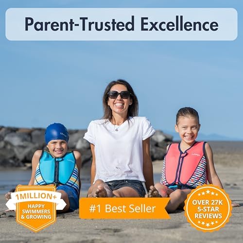 Limmys Premium Kids Swim Vest - Toddler Swim Jacket and Buoyancy Swimming Aid - Modern Design Swimming Vest for Boys, Girls and Babies - Drawstring Bag Included