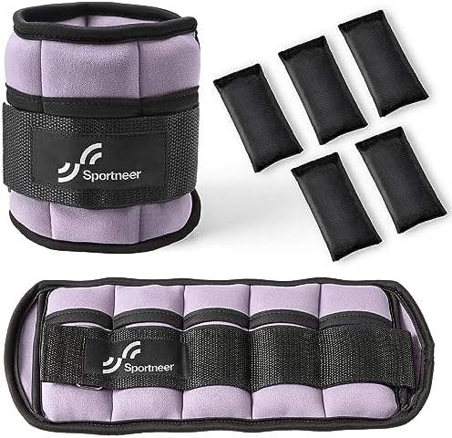 Sportneer Adjustable Ankle Weights 1 Pair 2 4 6 8 10 Lbs Leg Weight Straps for Women Men, Weighted Ankle Weights Set for Gym,Fitness, Workout,Walking, Jogging,1-5 lbs Each Ankle, 1 Pair 2-10 lbs