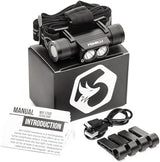 Foxelli Ultra Bright Rechargeable Headlamp – 18650 Battery, IPX7 Waterproof, 1200 Lumen LED Light for Work & Outdoors, with Battery & Hooks - Perfect for Hard Hat or Helmet