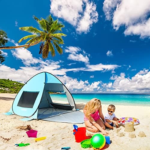 TOBTOS UPF 50+ Pop Up Beach Tent, Easy Set Up Beach Umbrella, Sun Shelter for 2-3 People UV Protection Portable Sunshade, Baby Canopy Cabana, Lightweight with Carry Bag