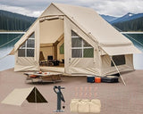 Inflatable Camping Tent, 2/4/6/8 Person Glamping Inflatable Tents for Camping, 2025 Update Zipper Door Easy Setup Blow Up Tents Big House with Rainfly&Mosquito Screen, 4 Season