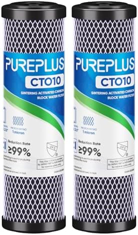 1 Micron 2.5" x 10" Whole House CTO Carbon Water Filter Cartridge Replacement for Under Sink Water Filter System, Dupont WFPFC8002, WFPFC9001, FXWTC, SCWH-5, WHEF-WHWC, WHCF-WHWC, AMZN-SCWH-5, 2Pack