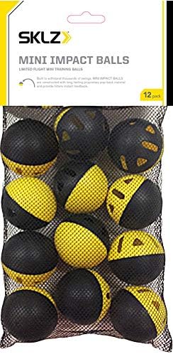 SKLZ Premium Impact Limited-Flight Training Baseballs, Perfect for Adding Power to Swing, Use Indoors Or Outdoors for Practice and Drills, Baseball, Softball, and Mini Balls, Yellow/Black