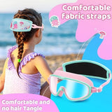 Vvinca Kids Swim Goggles for Age 2-8, Toddler-Goggles with Fabric Strap No Leak Pain-Free, Anti-Fog Goggles for Girls Boys