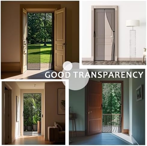 Magnetic Fly Screen Door with Stay Open Buckles - Heavy Duty Self-Sealing Mesh,Powerful Magnets,Full Frame Magic Tape (Fit for Door Size:32x80 Inch,Screen Itself Size:34x82 Inch, Black)