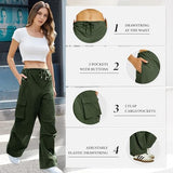 Cargo Pants Women Low Waisted Parachute Pants with Pockets Loose Baggy Hiking Pants Y2K Clothes