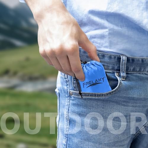 Frelaxy Pocket Picnic Blanket, Waterproof Beach Blanket, Compact Camping Blanket, Lightweight Outdoor Blanket for Beach Festival Camp Picnic Hiking Travel (Blue, 57'' x 71'')