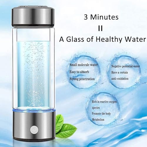 Hydrogen Water Bottle Generator, Portable Hydrogen Water Ionizer Machine Rechargeable,Hydrogen Rich Water Glass Health Cup for Travel 420ml Gift for Friends/Women/Men/Mom/Father/Grandpa/Grandma