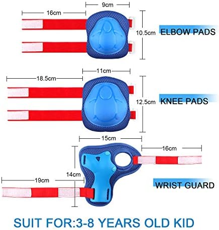 Kids Protective Gear Set Knee Pads for Kids 3-14 Years Toddler Knee and Elbow Pads with Wrist Guards 3 in 1 for Skating Cycling Bike Rollerblading Scooter