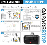 Garage Stop 2X 893LM 893Max for Chamberlain Craftsman Liftmaster Garage Door Opener Remote, Black Limited Edition, 1993 to Present Garage Clicker, Garage Door Remote Replacement