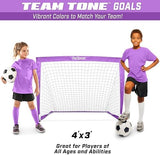 GoSports Portable Soccer Goals for Kids - 13 Color Options - Choose 4 x 3 ft or 6 x 4 ft - Team Tone Pop Up Nets for Backyard