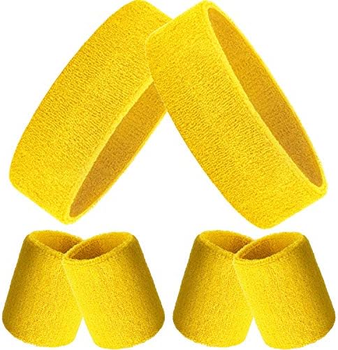 Bememo 6 Pcs Neon Sports Sweatbands Set Paris Sports Competitions Sweatbands 2 Headband 4 Wristbands Breathable Terry Cloth Athletic Bands for Basketball Tennis Costumes Cosplay