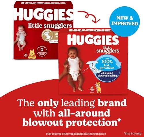 Huggies Size 1 Diapers, Little Snugglers Baby Diapers, Size 1 (8-14 lbs), 96 Count, Packaging May Vary
