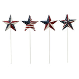 Morning View American Flag Barn Star Garden Stake Set of 4, Metal Patriotic Garden Stake Decorative USA Yard Signs Outdoor US Flags Lawn Porch for 4th of July Memorial Day 15.75 Inches Tall