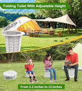 Portable Toilet for Camping Car, Foldable Camping Toilet for Adults and Kids, Adjustable Height Travel Potty, 13.5 IN Retractable Bucket Emergency Toilets, Travel Toilet, Collapsible Toilet with Bags