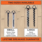 Ultimate Ground Anchors: Heavy Duty Screw-in Tent Stakes for High Wind, Sand, Canopies, and Camping - Made in USA, 100% Recycled, Included T-Grip Tool - (Small, 4 Pack)