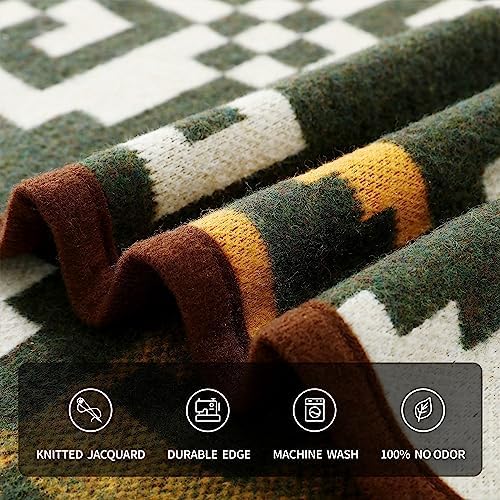 ACUSHLA Merino Wool Camp Blanket - Warm Thick Washable Large Outdoor Camping Sleeping Throw Blanket All Weather Aztec Style 63''X79''