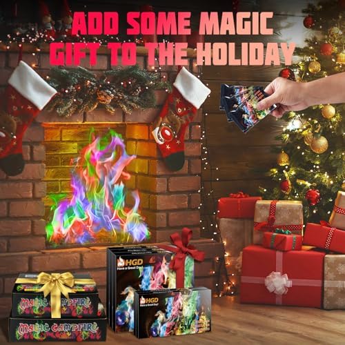 HGD (25 Pack) Magic Campfire Fire Color Changing Packets for Fire Pit, Indoor/Outdoor Fireplace, Bonfire - Rainbow Magical Flame, Camping Accessory, Compatible with Wood