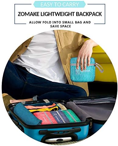 ZOMAKE 25L Ultra Lightweight Packable Backpack, Foldable Hiking Backpacks Water Resistant Small Folding Daypack for Travel(Aqua Blue)