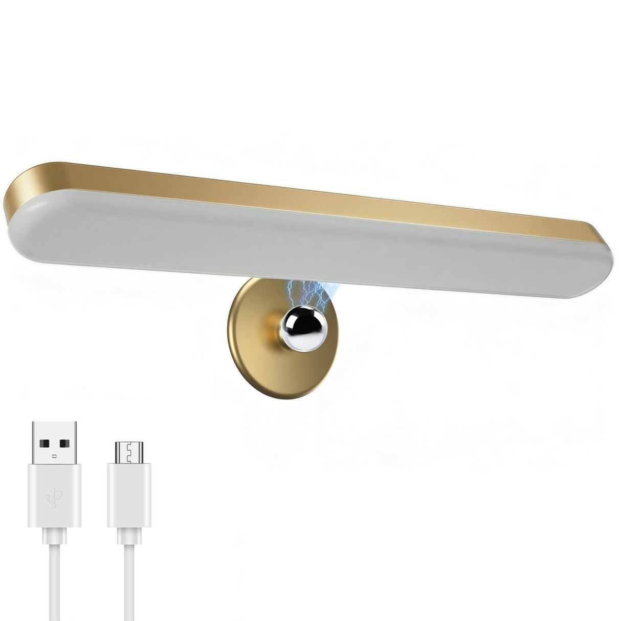 Benreom Wireless Vanity Lights for Mirror, Rechargeable Battery Operated Stick on Lamp, Adjustable Makeup Light, Cordless Magnetic LED Bar Renter Friendly Lighting Decor Gift, Gold