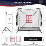 BAGAIL 7x7 ft Baseball & Softball Practice Net with Bow Frame for Batting, Hitting, Pitching, Portable Baseball Throwing Net with 2 Strike Zone Batting Tee, Carry Bag, Great for All Levels