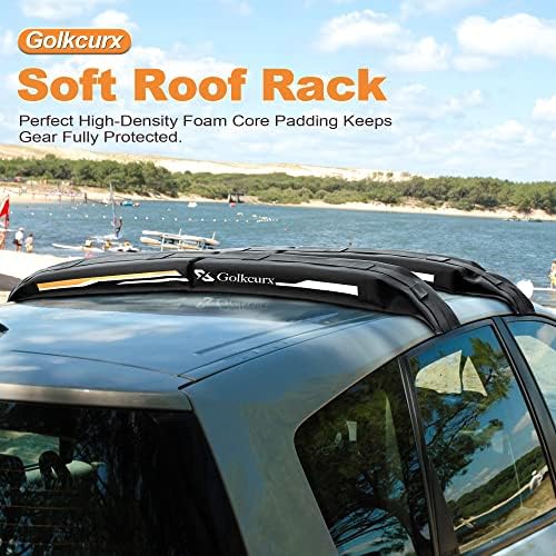 Golkcurx Universal Soft Roof Rack Pads for Kayak,Surfboard, SUP, Canoe, Snowboard with15FT Tie-Down Straps*2 and Storage Bag*1 (Black)