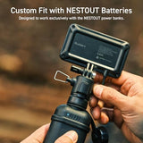 ELECOM NESTOUT Outdoor Camping LED Panel Flashlight w/ Mini Tripod, Dimmable USB Powered LED Light, IP44 Water Dust Resistant, 30-1000 Lumen, Portable Lantern for NESTOUT Power Bank, Beige (Flash-1)