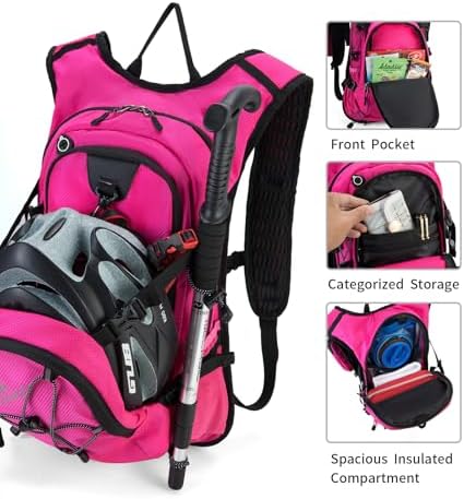 Hydration Backpack Pack with 2L Water Bladder 18L Hiking Backpack Women Men Lightweight Hydropack Insulated Daypack for Biking, Running, Festival