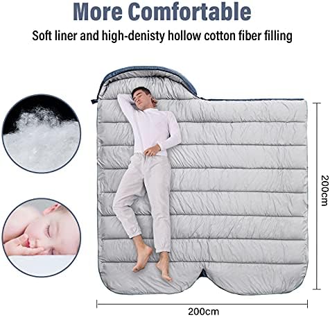 BISINNA XXL Sleeping Bag(90.55"x39.37") for Big and Tall Adults,3-4 Seasons Plus Size Warm and Comfortable Waterproof Lightweight Sleeping Bag Great for Camping Backpacking Hiking Indoor & Outdoor