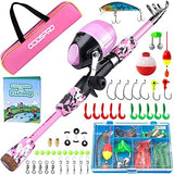 ODDSPRO Kids Fishing Pole Pink, Portable Telescopic Fishing Rod and Reel Combo Kit - with Spincast Fishing Reel Tackle Box for Girls, Youth