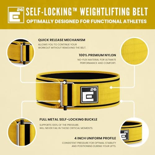 Self-Locking Weight Lifting Belt - Premium Weightlifting Belt for Serious Functional Fitness, Weight Lifting, and Olympic Lifting Athletes - Lifting Support for Men and Women - Deadlift Training Belt