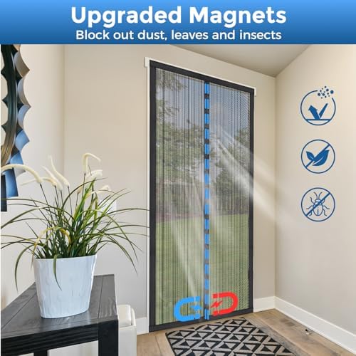 Smartor Magnetic Screen Door Magnetic Closure Fits 36"x80" Doors |Polyester - Retractable Screen Door Mesh| Self Sealing|Hands Free |Keeps Bugs Out|Pet and Kid Friendly-39 Inch x 82 Inch