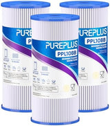 PUREPLUS 10" x 4.5" Whole House Pleated Sediment Filter for Well Water, Replacement Cartridge for GE FXHSC, Culligan R50-BBSA, Pentek R50-BB, DuPont WFHDC3001, American Plumber W50PEHD, GXWH40L, 3Pack